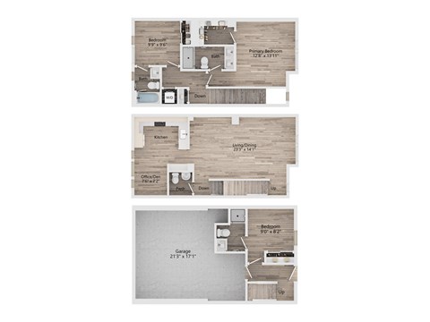 Floor plan for 3 beds, 3.5 baths, 1468 sqft